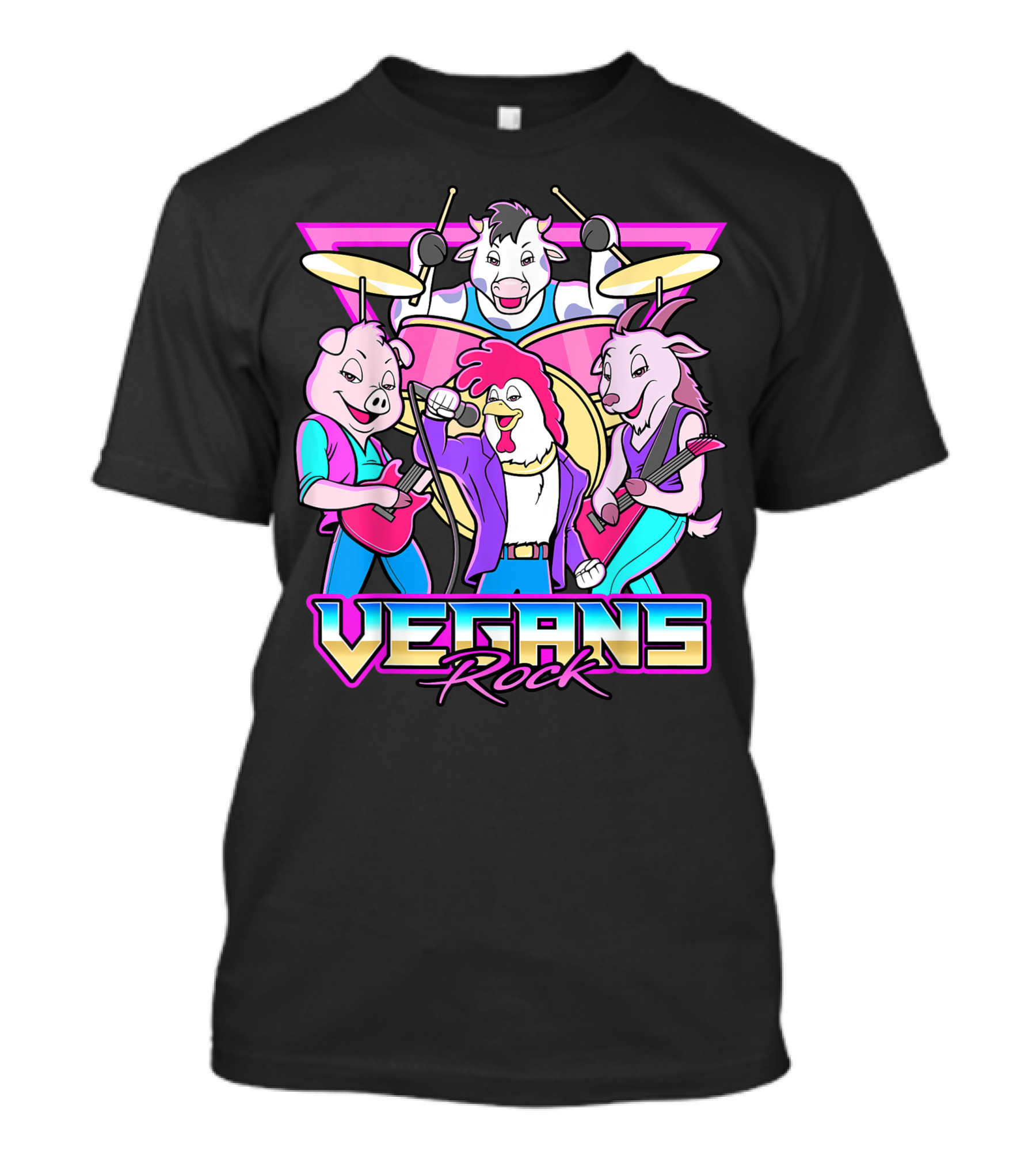 Vegans Rock Cute Animal Band 80s Style Vegan Music 5G T-Shirt