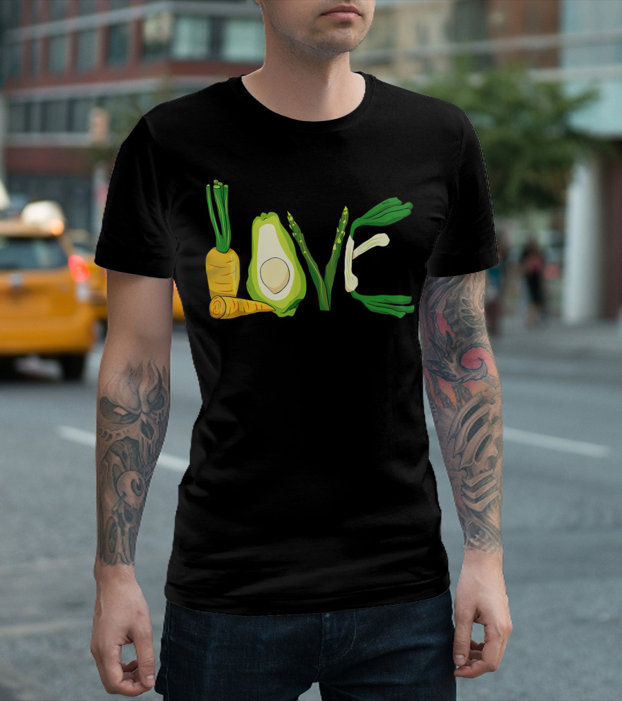 Vegetable Vegan Love Avocado Asparagus Carrot Artichoke T-Shirt
