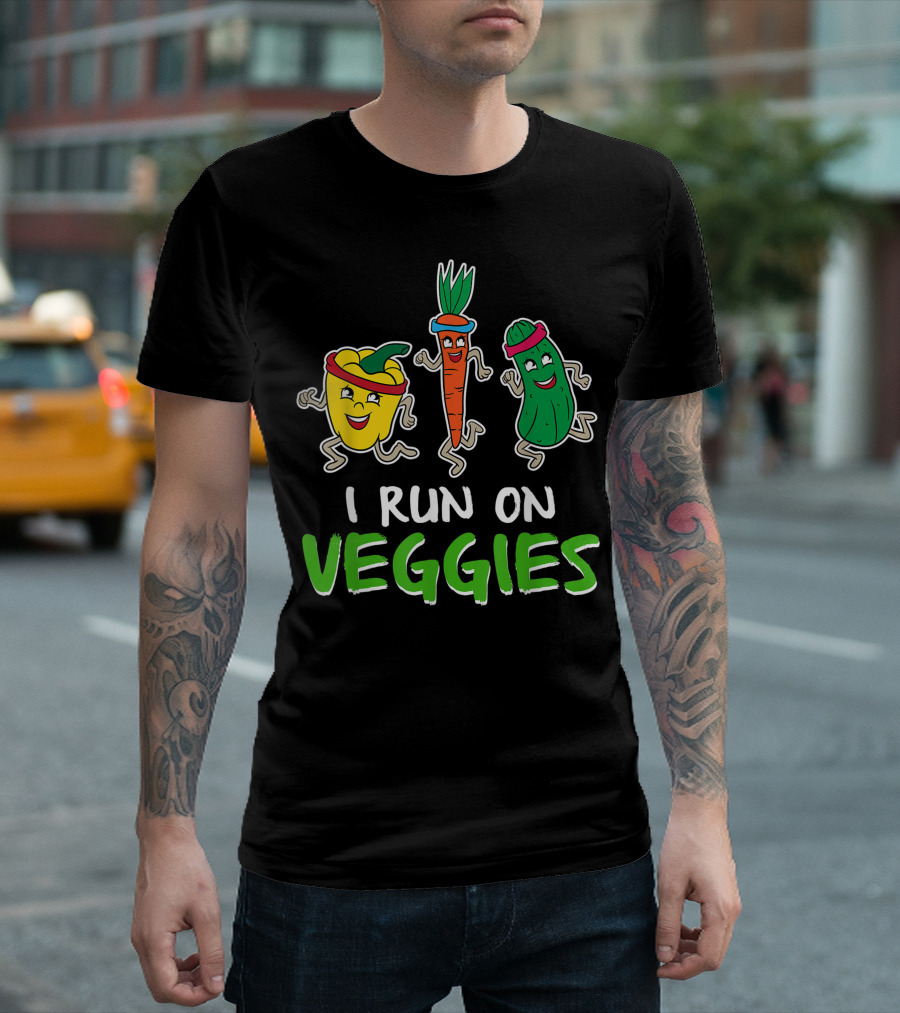 I Run On Veggies Vegetables Lovers Vegan For Plant Based Dieters T-Shirt