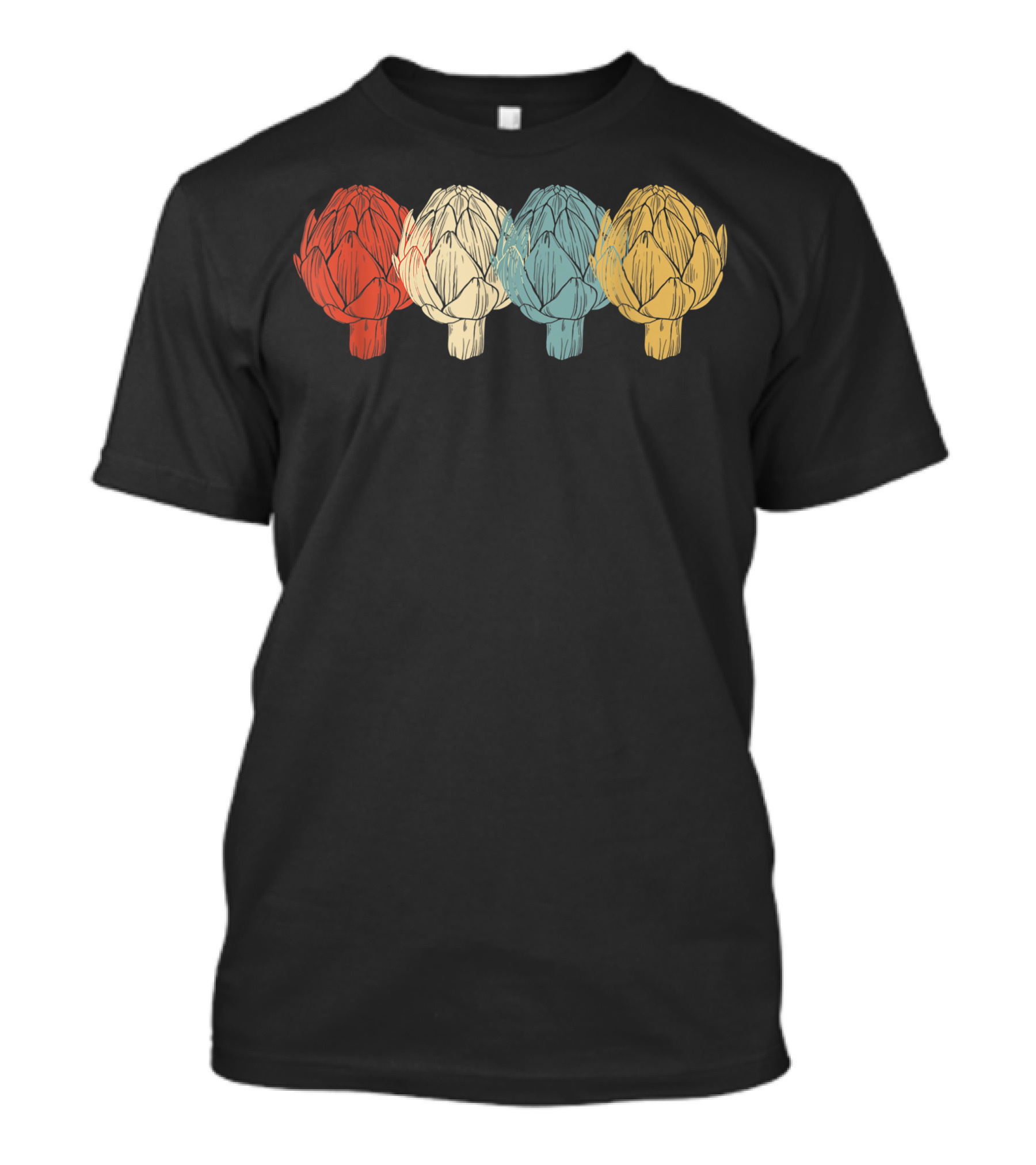 Vintage Artichoke Vegetable Retro Pop Art Style Quadruple Color T-Shirt