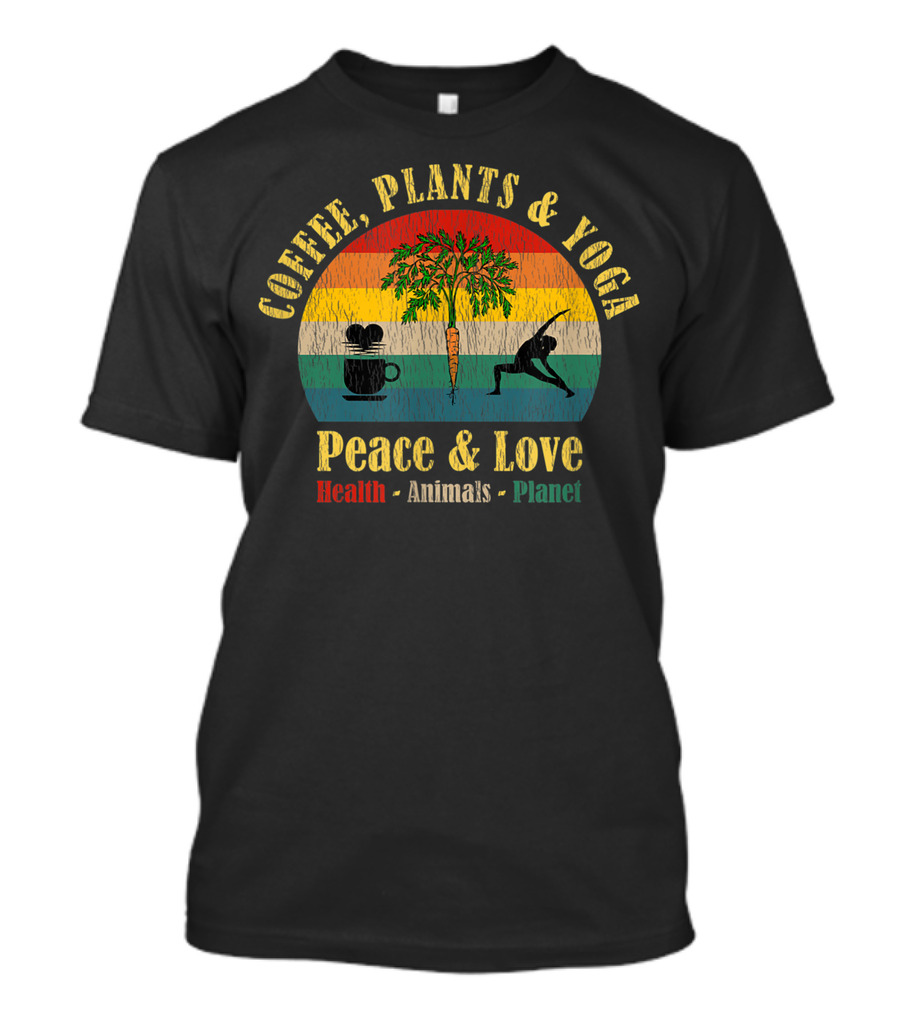 Coffee Plants Yoga Peace And Love Health Animals Planet T-Shirt