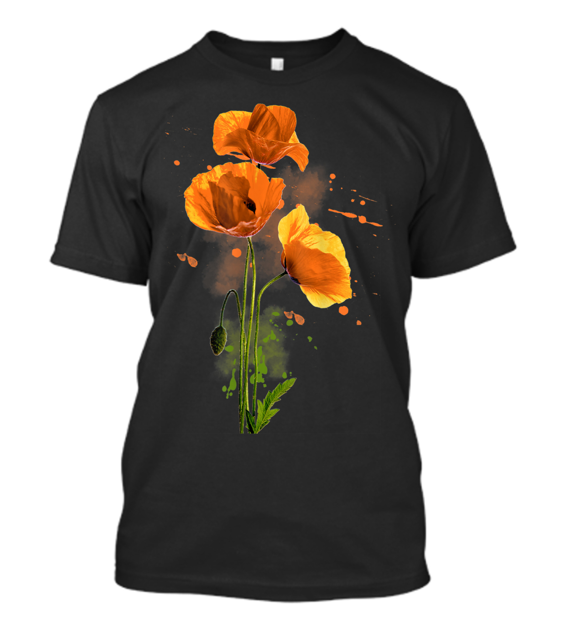 Watercolor Yellow Poppy Flower Bouquet Gardening Plants D8 Splatter Art Botanical T-Shirt