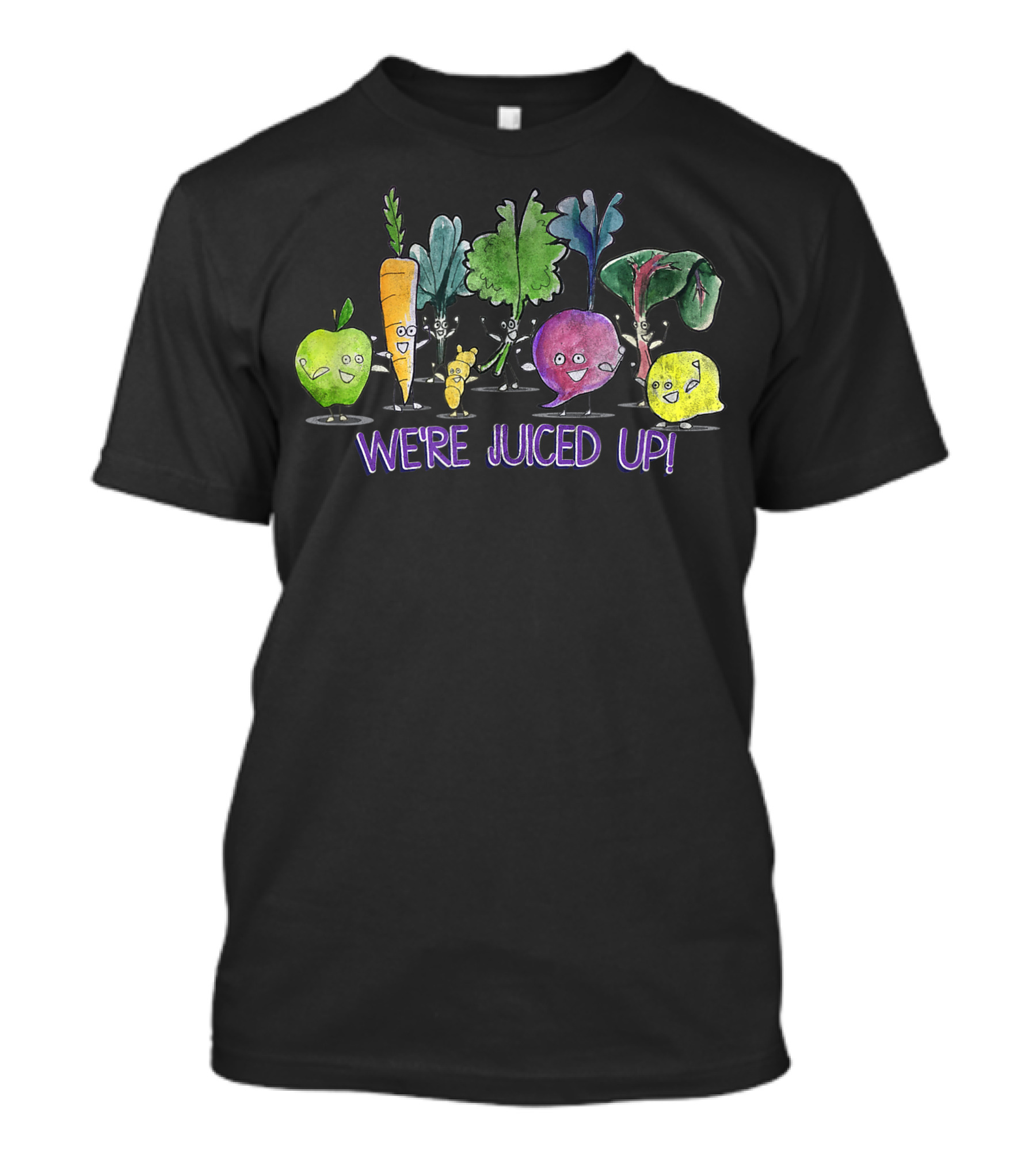 We're Juiced Up Fitness Juicing Healthy Juice Lover Vibrant Fruit And Veggie Characters T-Shirt
