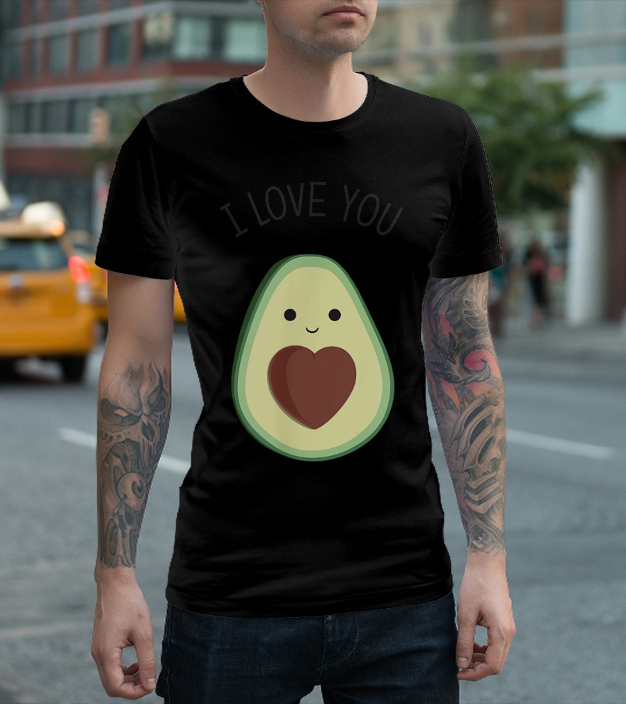 Cute Avocado With Heart I Love You T-Shirt