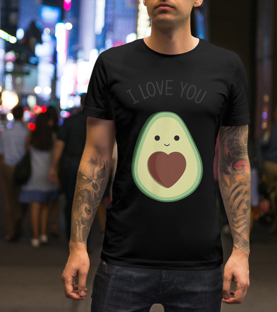 Cute Avocado With Heart I Love You T-Shirt