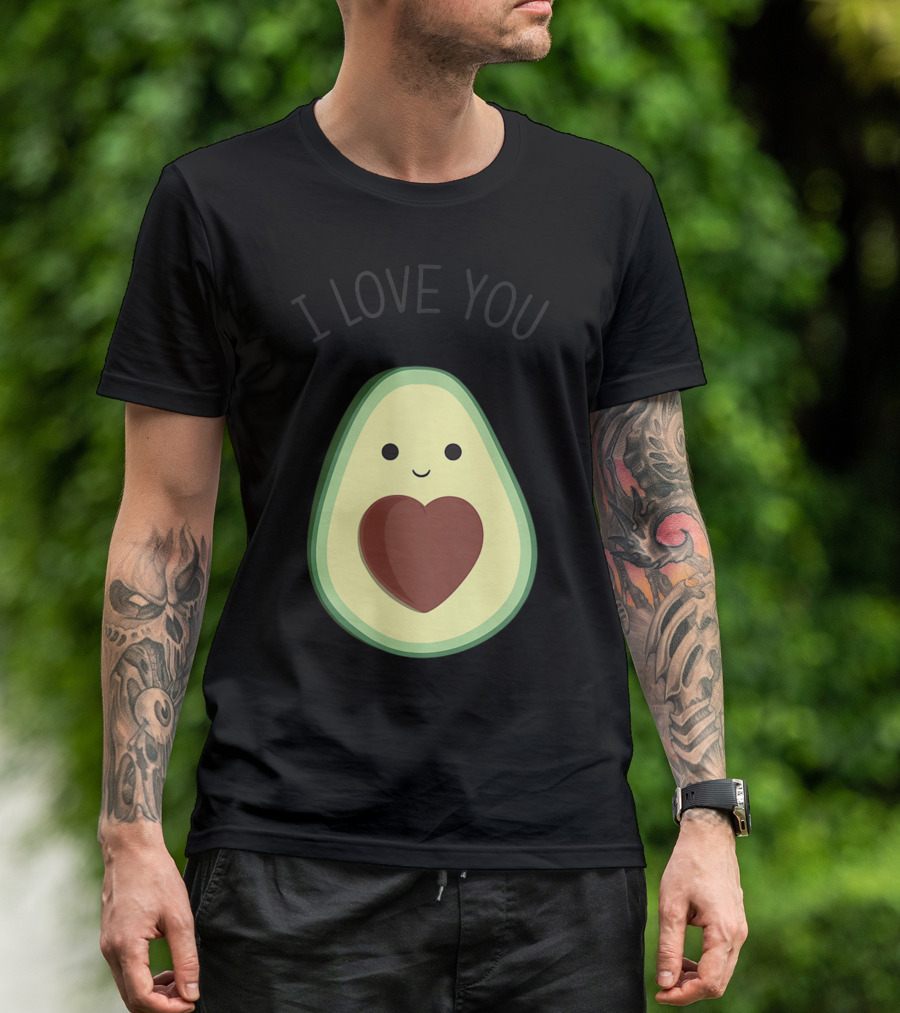 Cute Avocado With Heart I Love You T-Shirt
