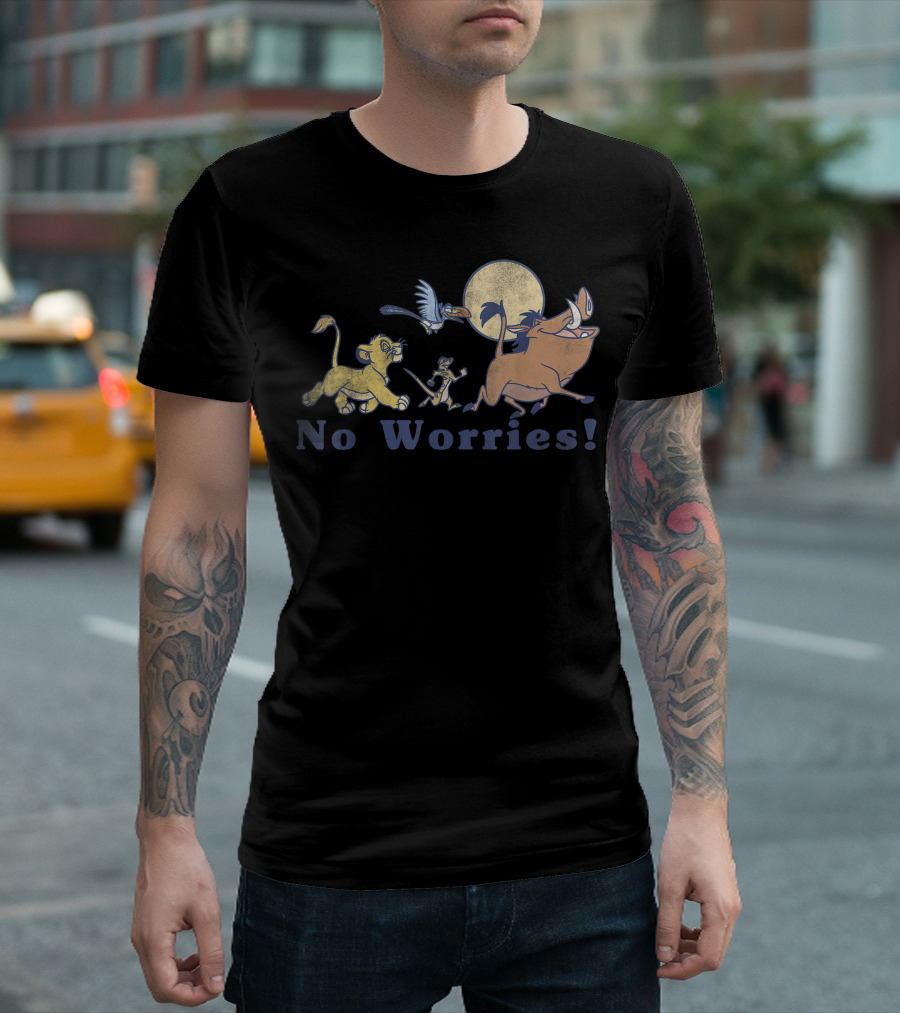 No Worries Disney Lion King Vintage Simba Timon Pumbaa Zazu Moon T-Shirt