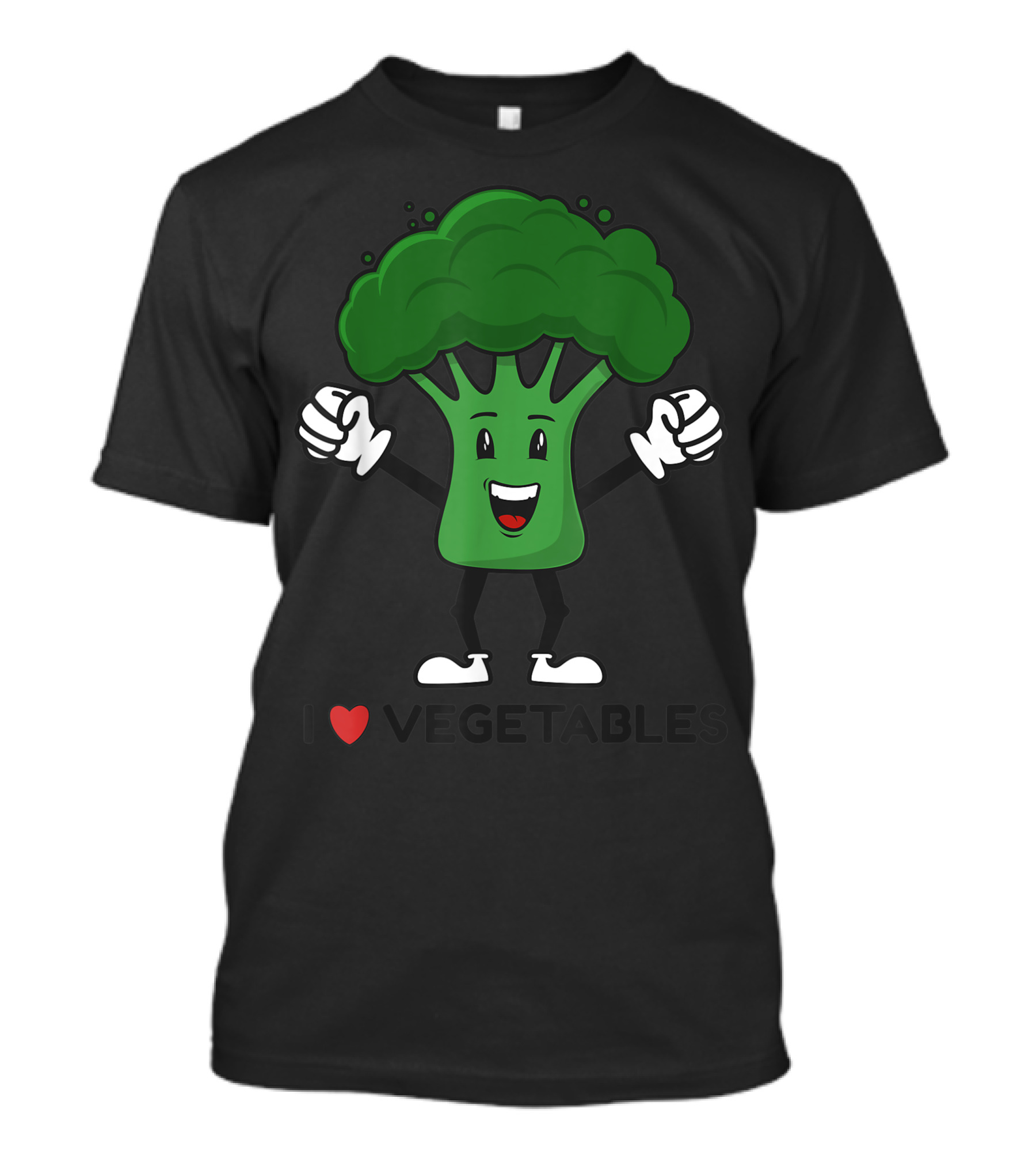 I Love Vegetables Vegan Vegetarian Fun Food Broccoli Happy Character T-Shirt