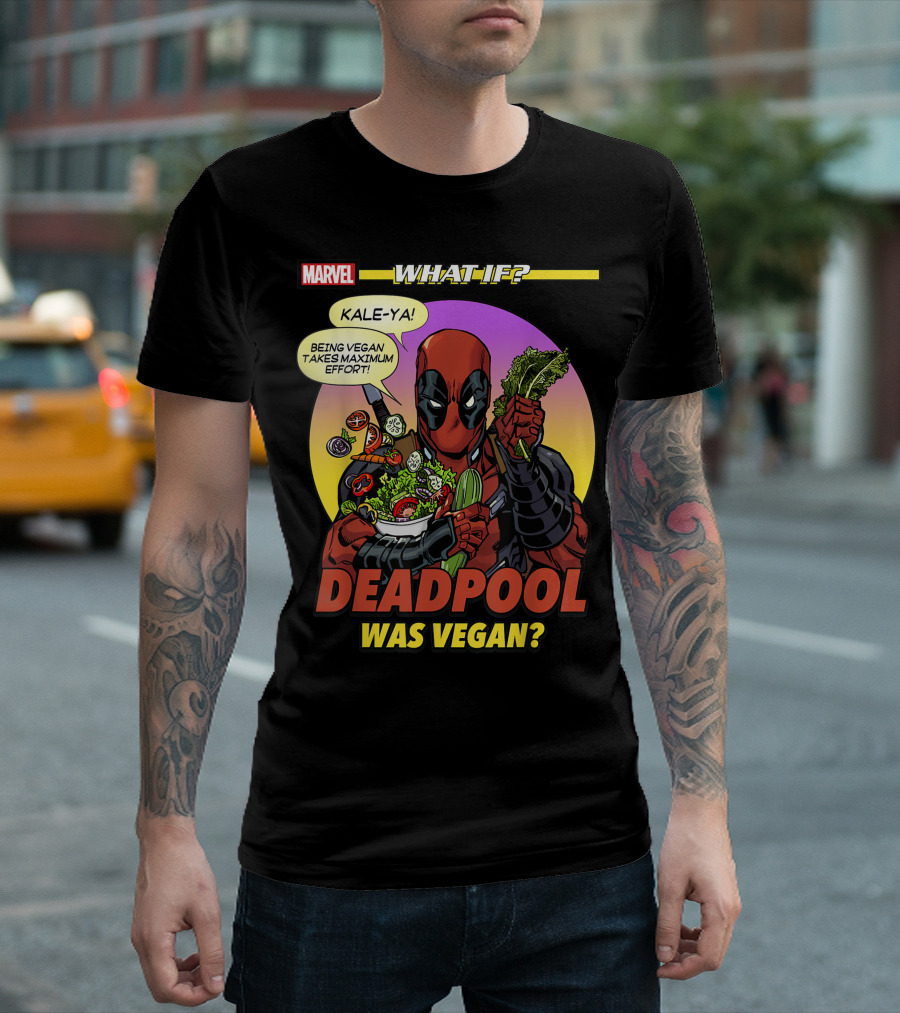 Marvel What If Deadpool Was Vegan Kale-Ya Maximum Effort Comic Cover T-Shirt