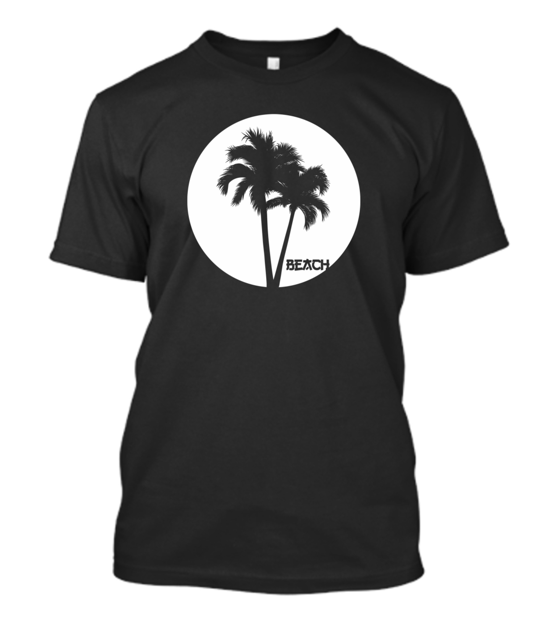 Beach Palm Tree Silhouette In Circle T-Shirt
