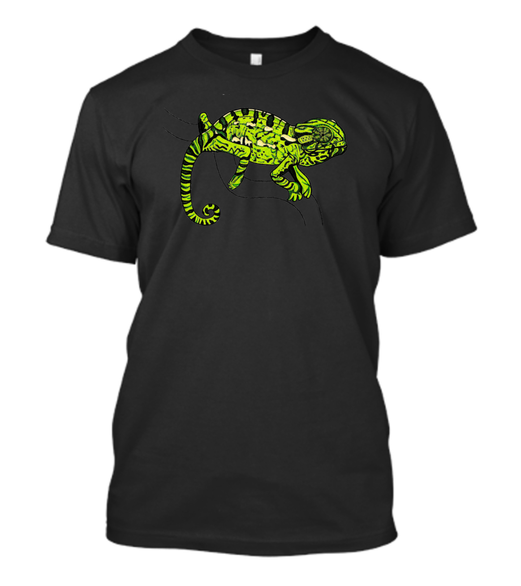 Vibrant Green Chameleon Ink Reptile T-Shirt