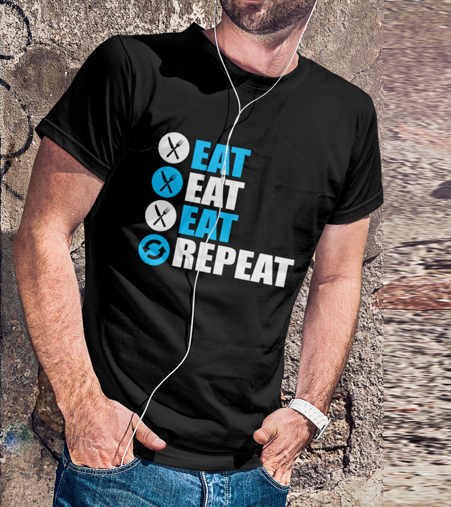 Eat Eat Eat Repeat Fork And Knife Cycle Icons T-Shirt