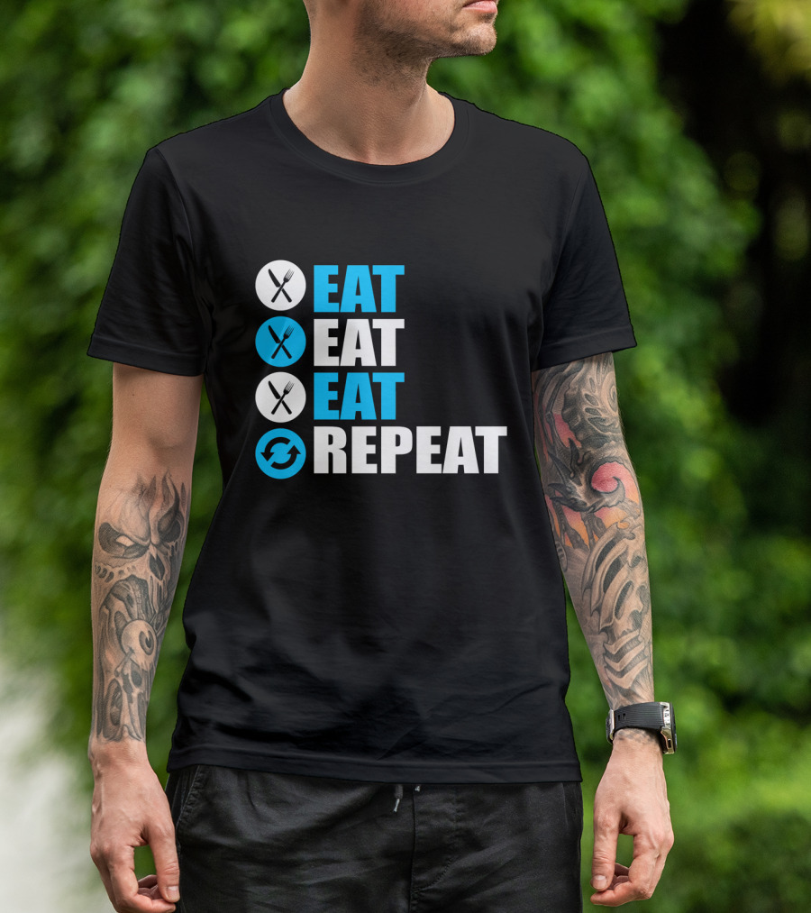 Eat Eat Eat Repeat Fork And Knife Cycle Icons T-Shirt