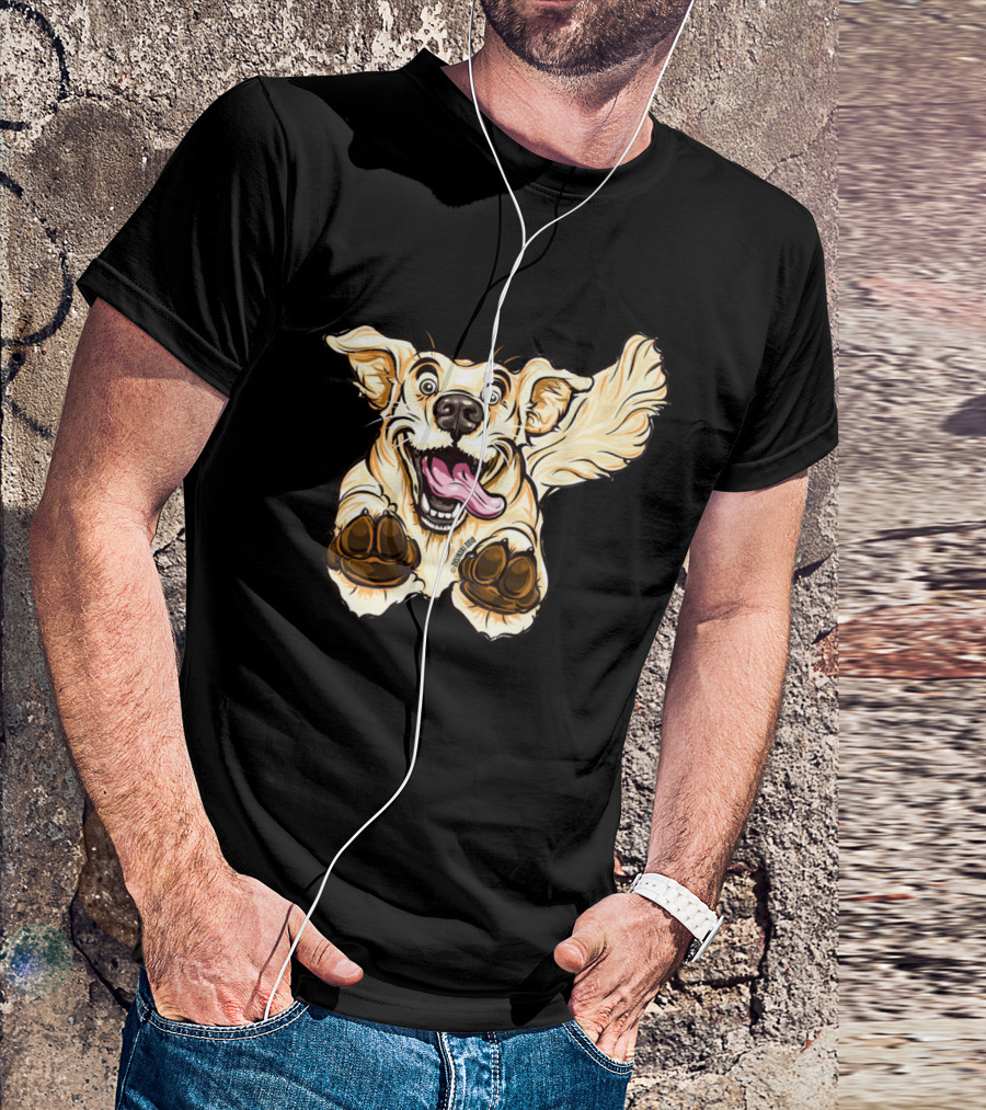 Joyful Golden Retriever Illustration With Lively Expression And Playful Tongue T-Shirt