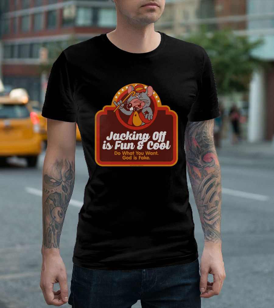 Jacking Off Is Fun And Cool Do What You Want God Is Fake Retro Mouse T-Shirt