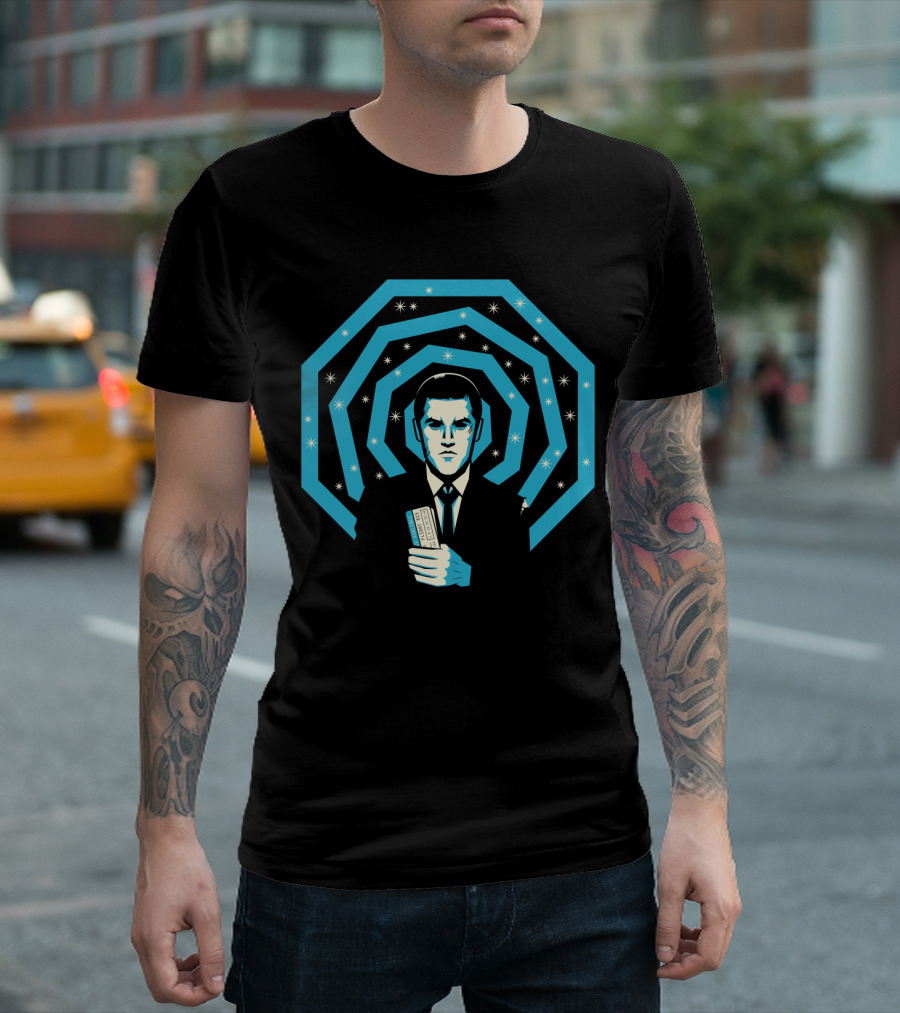 Men of Mystery with Retro Blue Spiral and Stars T-Shirt