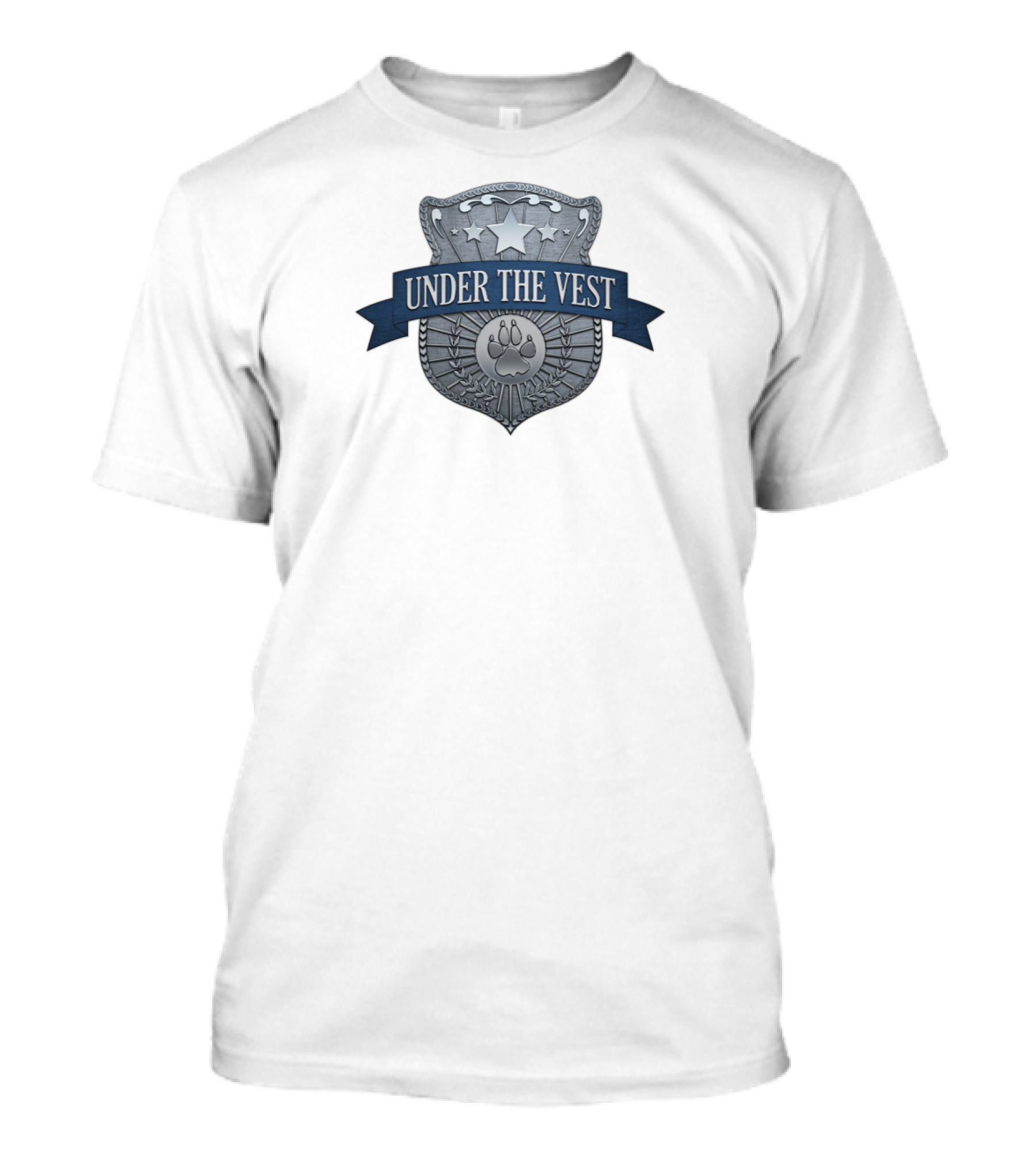 Under The Vest Badge With Stars And Paw Print Emblem T-Shirt