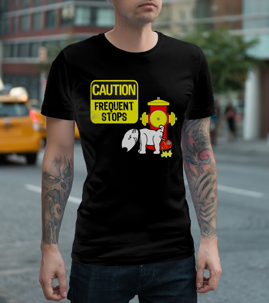 Caution Frequent Stops Dog with Fire Hydrant T-Shirt