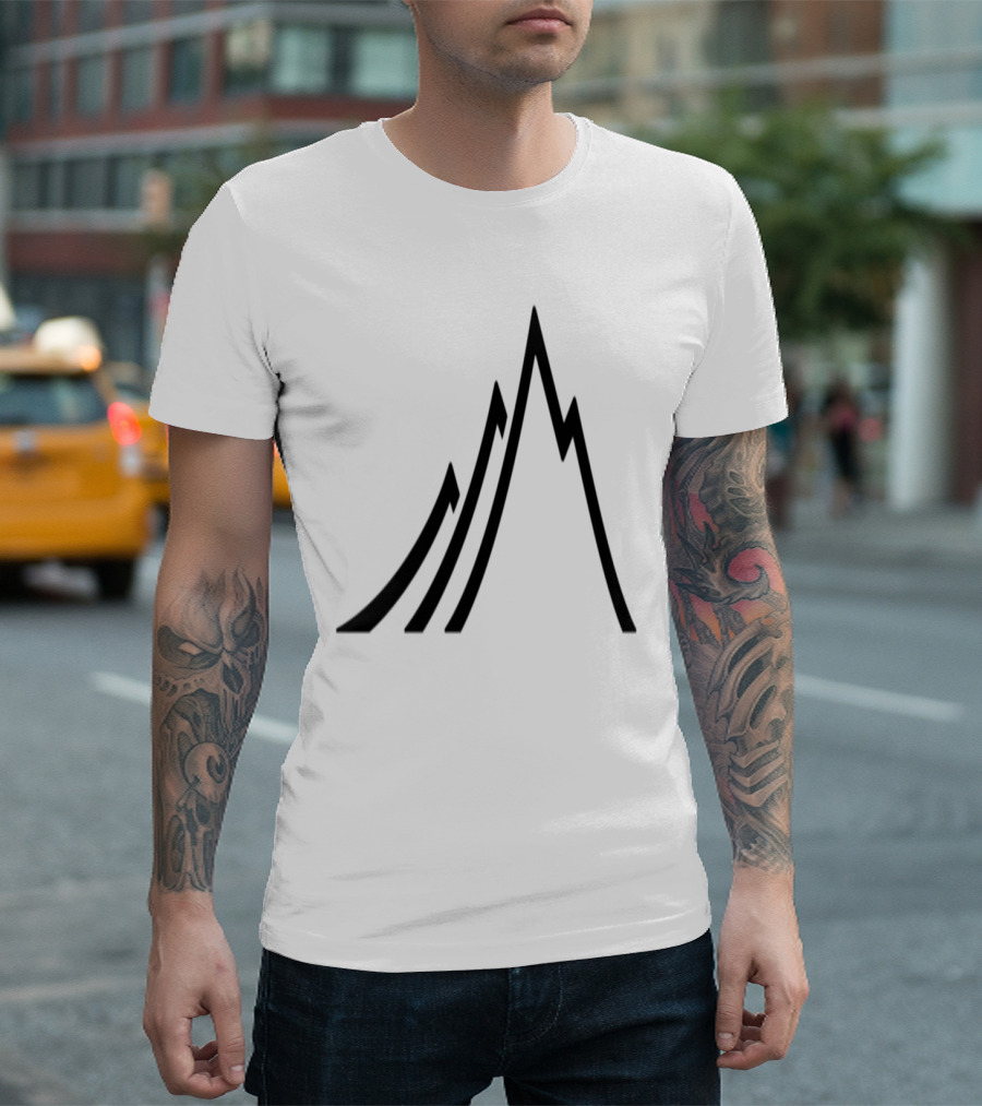 Geometric Mountain Peaks Abstract Black T-Shirt