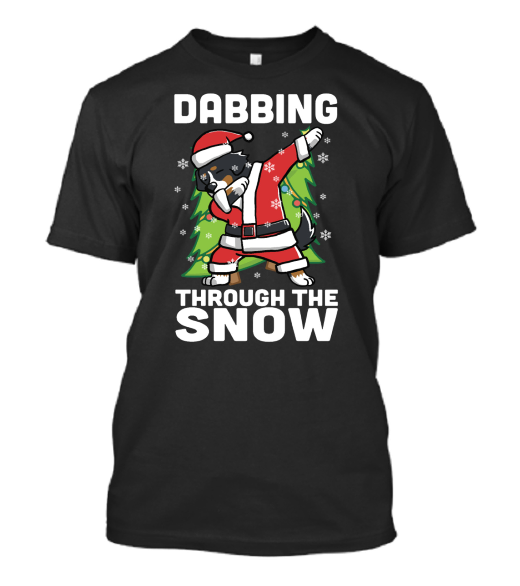 Bernese Mountain Dog Santa Dabbing Through The Snow Christmas T-Shirt
