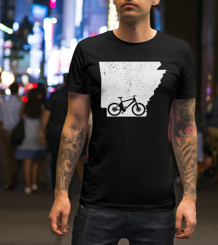 Arkansas State Silhouette With Mountain Bike T-Shirt