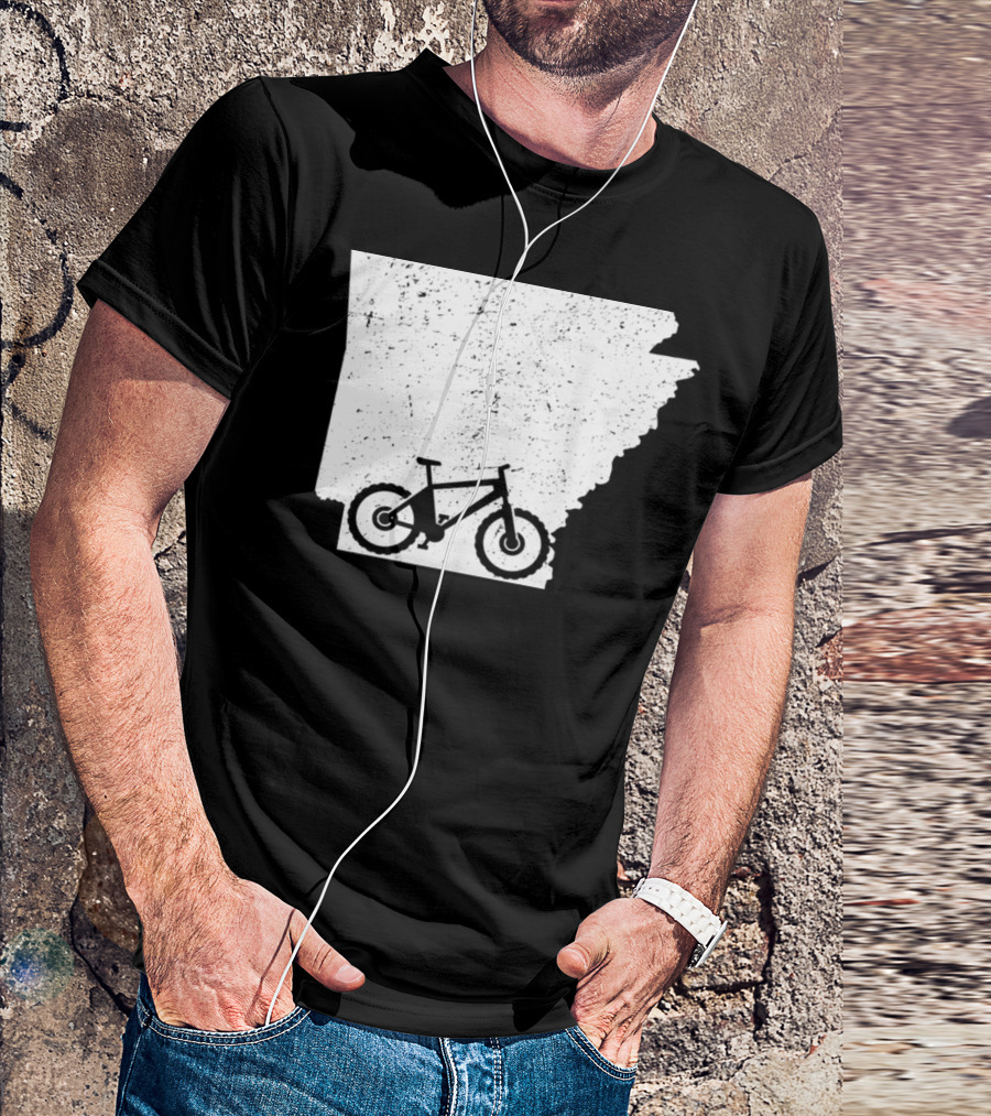 Arkansas State Silhouette With Mountain Bike T-Shirt