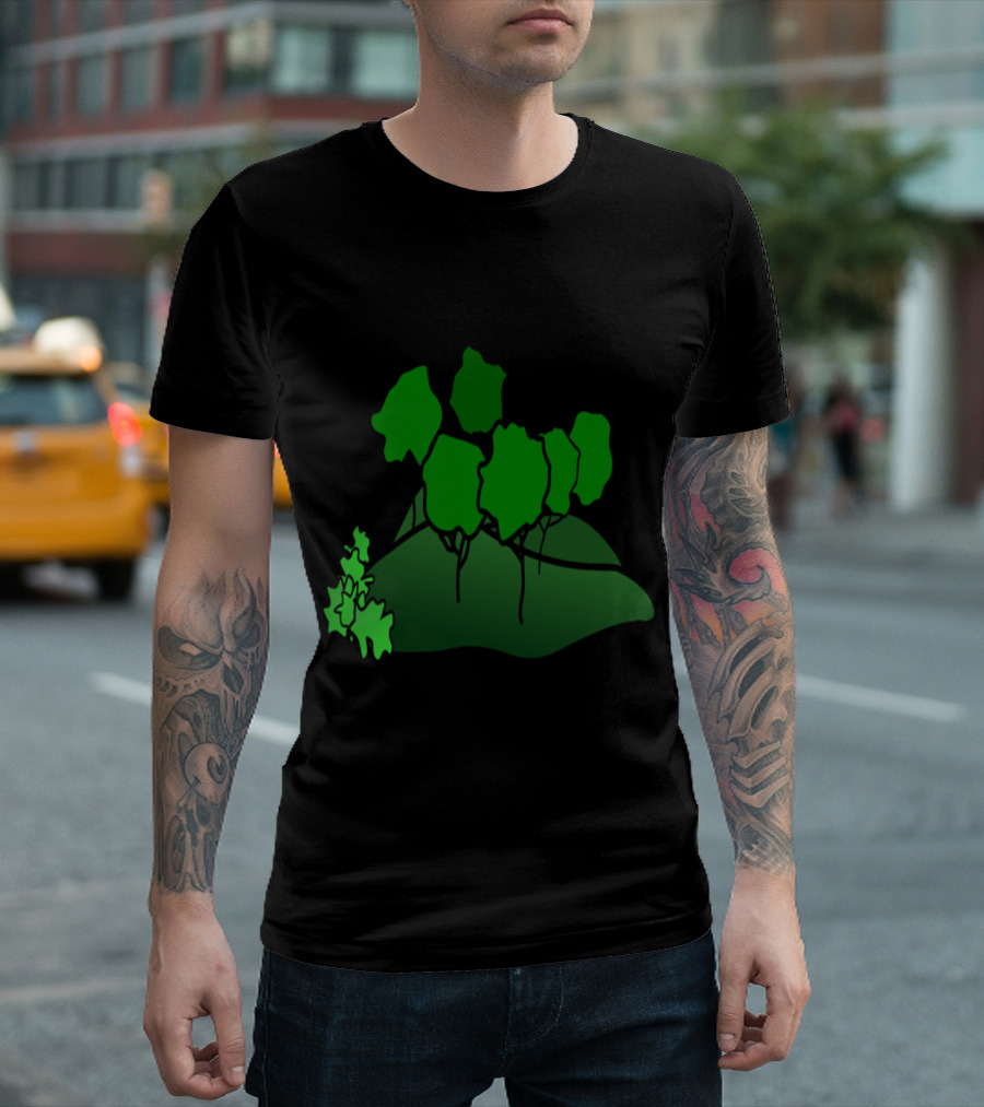 Green Mountain Landscape Trees Minimalist Nature Scene T-Shirt