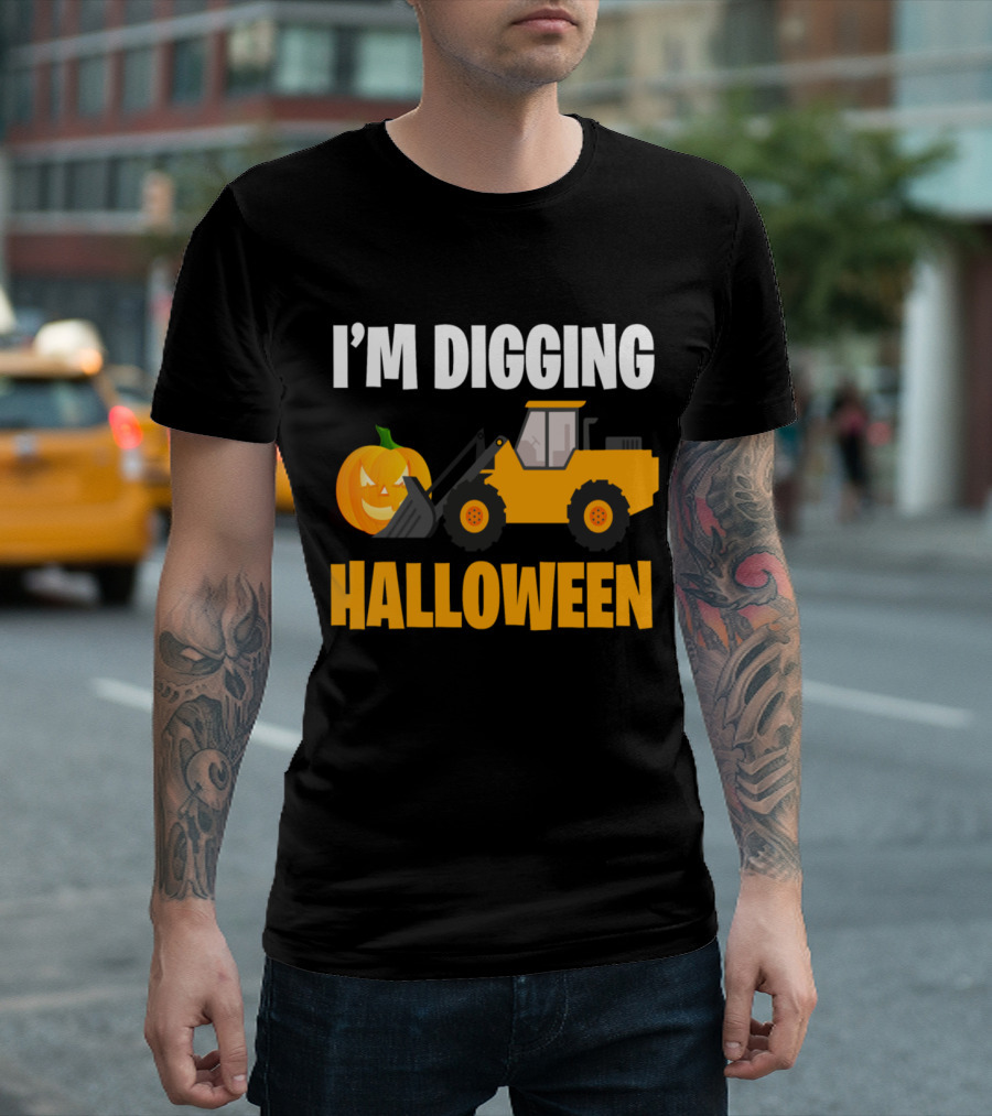 I'm Digging Halloween Pumpkin Spice Excavator Monster T-Shirt