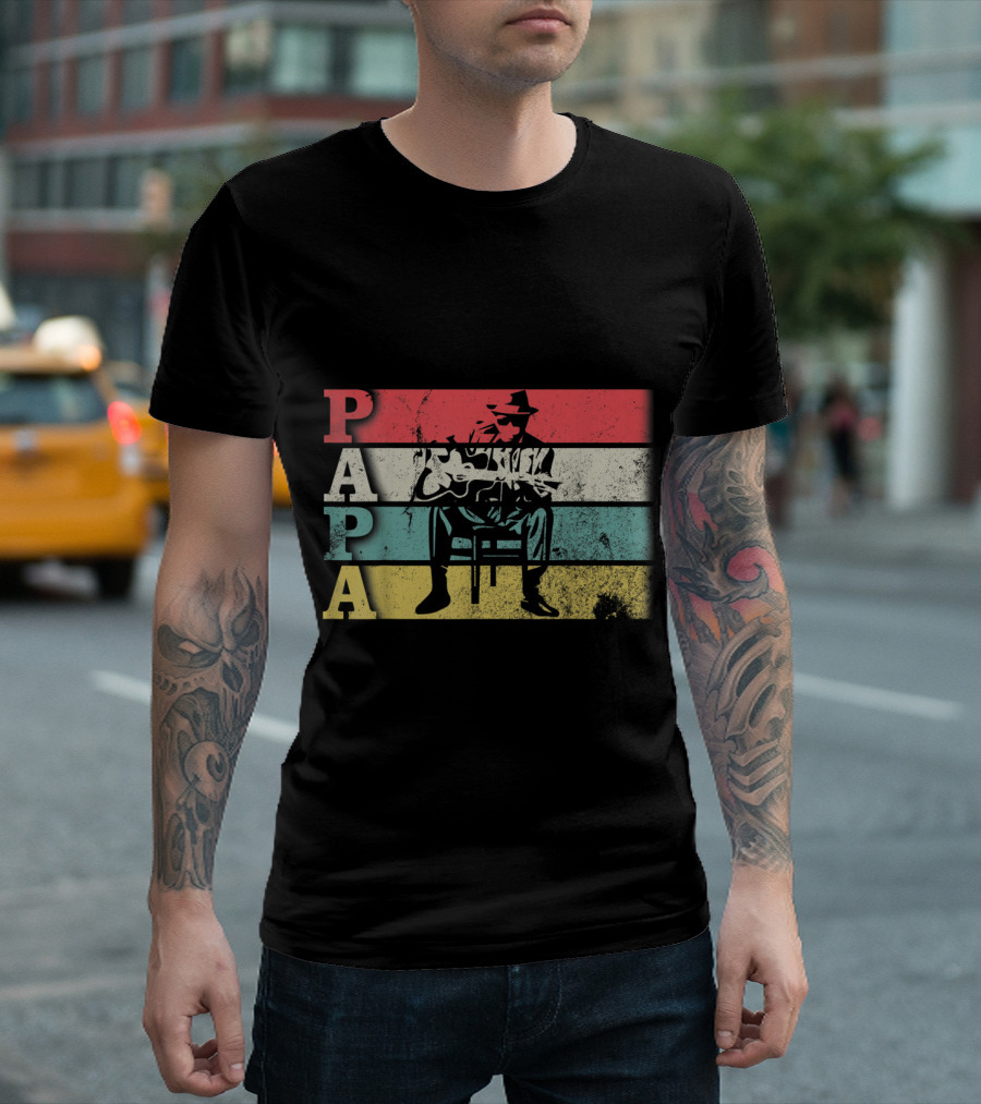 Papa Vintage Acoustic Guitar Dadfathers Day Funny T-Shirt