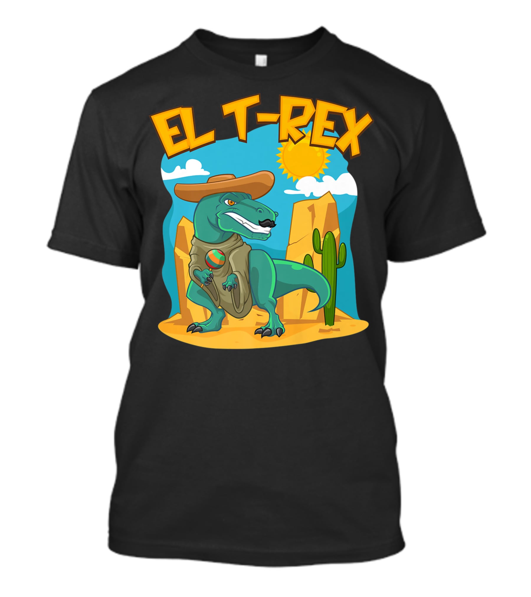 EL T-REX Mexican Dinosaur Cinco De Mayo Cactus Desert Sun Sombrero T-Shirt