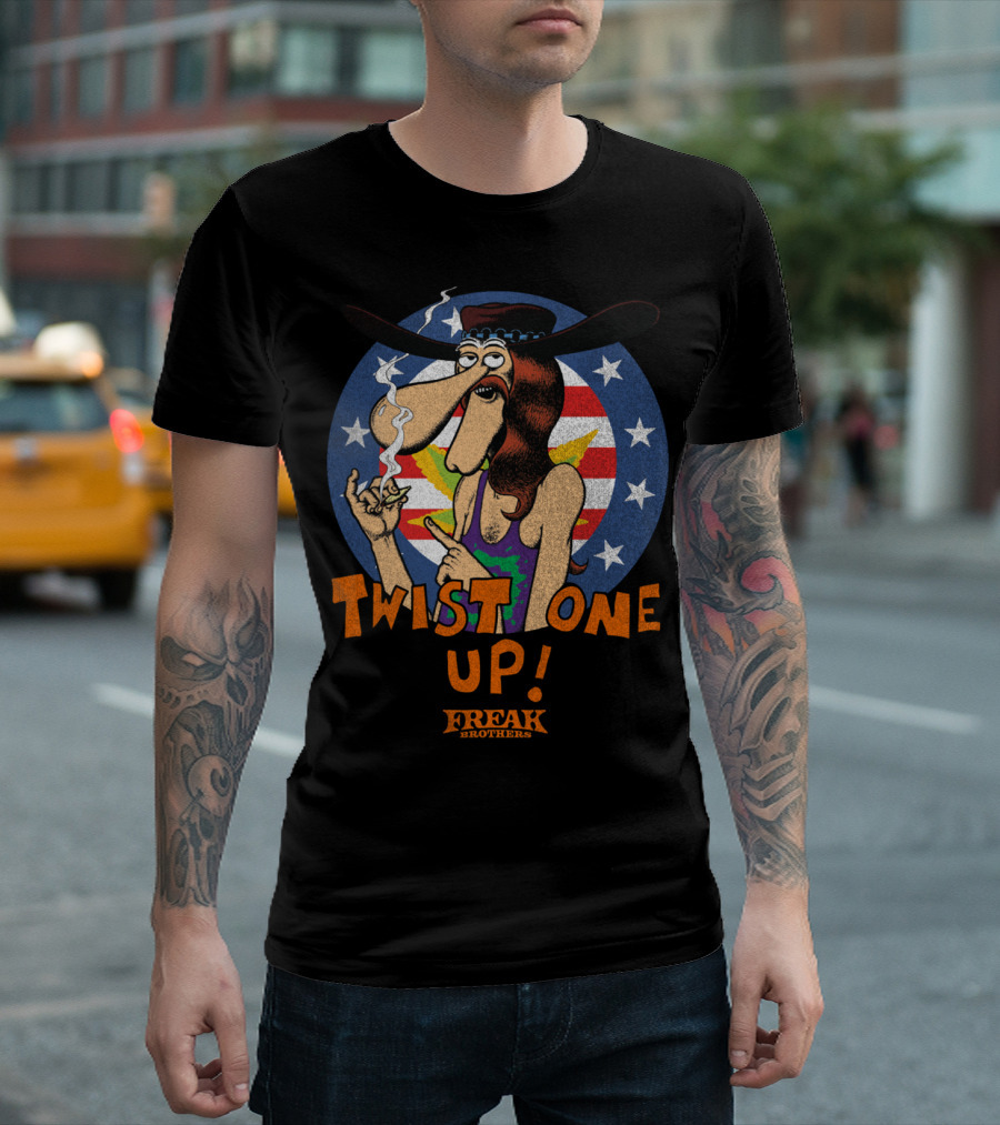 Freak Brothers Twist One Up Star-Spangled Smoking Character T-Shirt