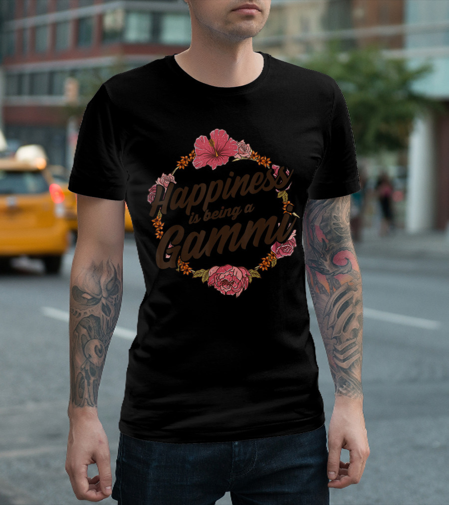 Happiness Is Being A Gammi Cute Floral Rose Hibiscus Blossom T-Shirt