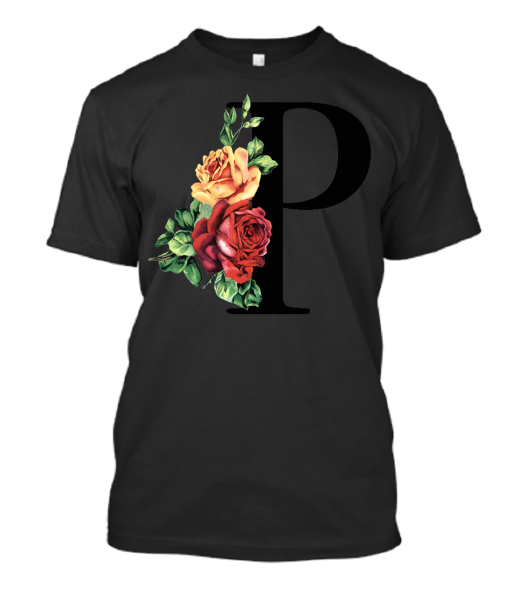 P Monogram Rose Floral Initial T-Shirt