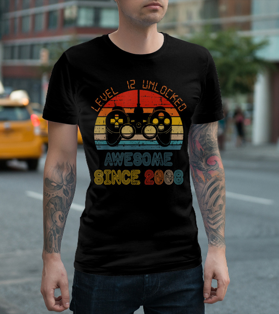 Level 12 Unlocked Awesome Since 2008 Retro Gaming Controller T-Shirt