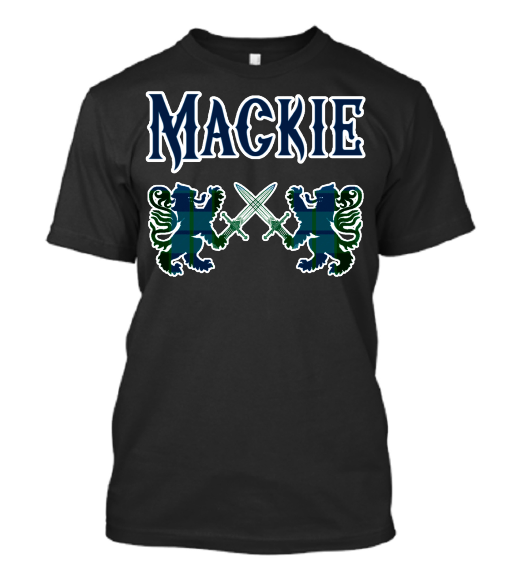 Mackie Scottish Clan Family Name Celtic Lion Tartan Crest T-Shirt