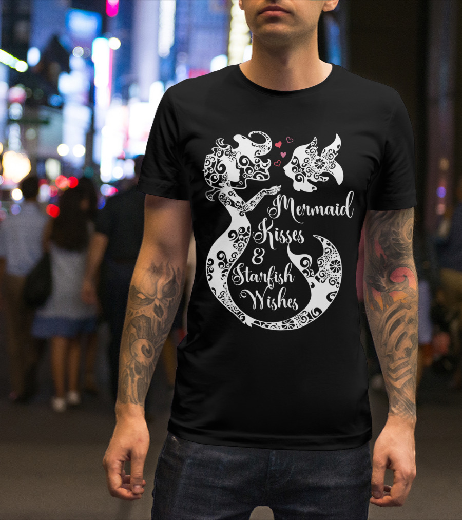 Mermaid Kisses And Starfish Wishes Mandala T-Shirt