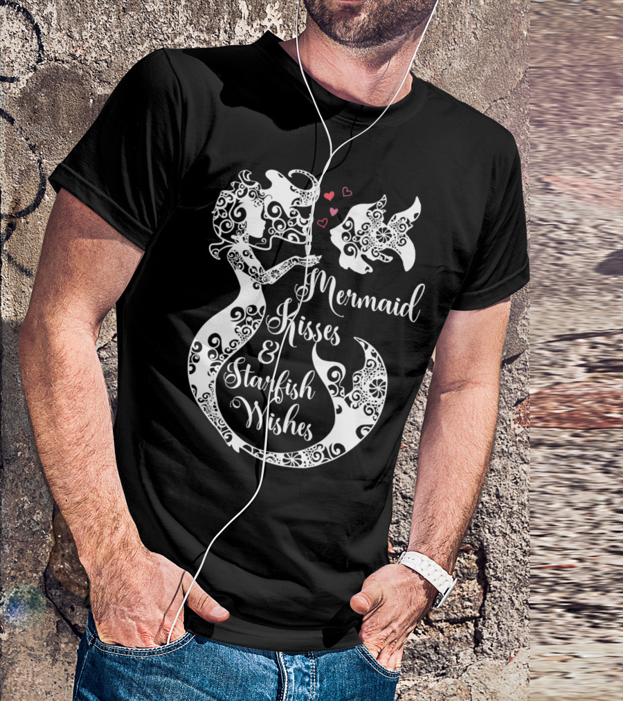 Mermaid Kisses And Starfish Wishes Mandala T-Shirt