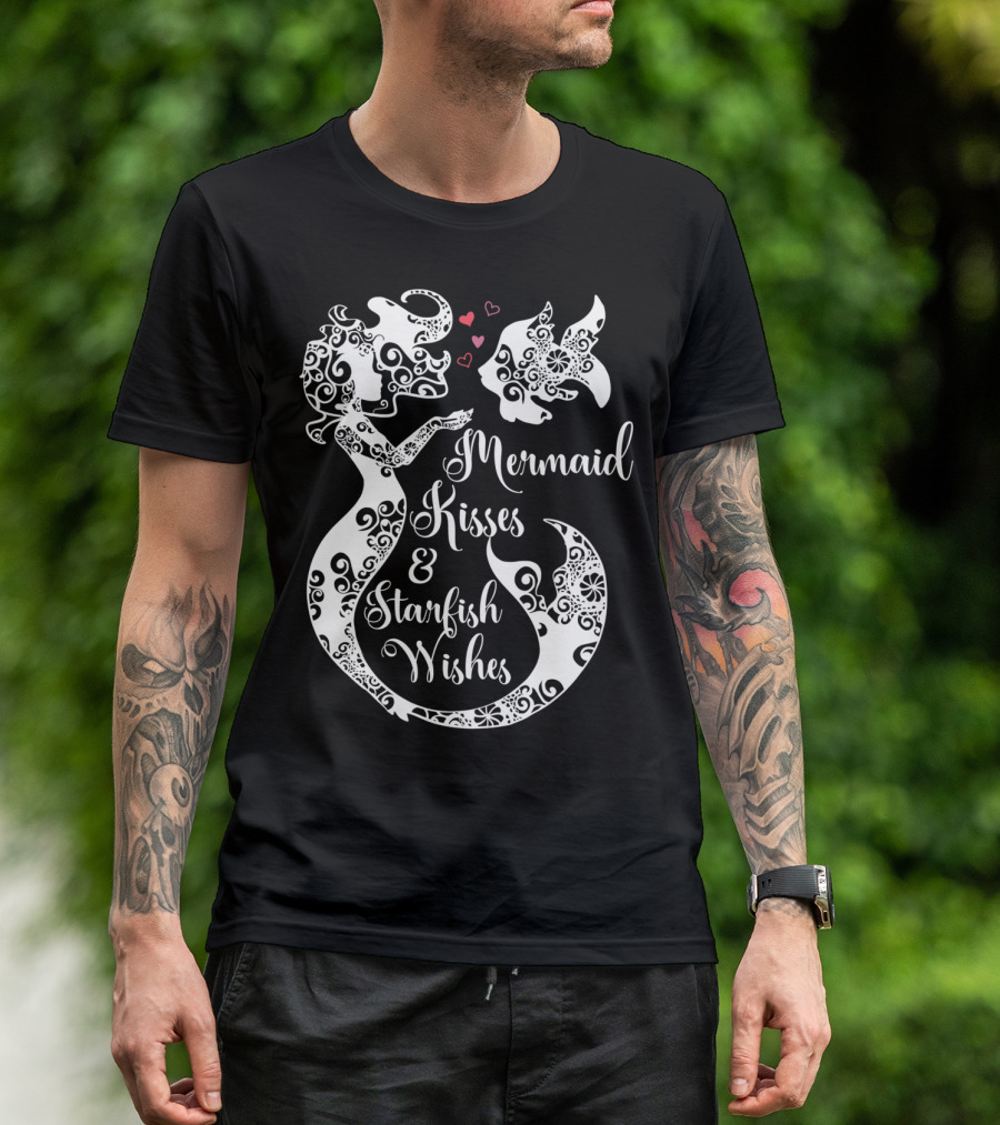 Mermaid Kisses And Starfish Wishes Mandala T-Shirt