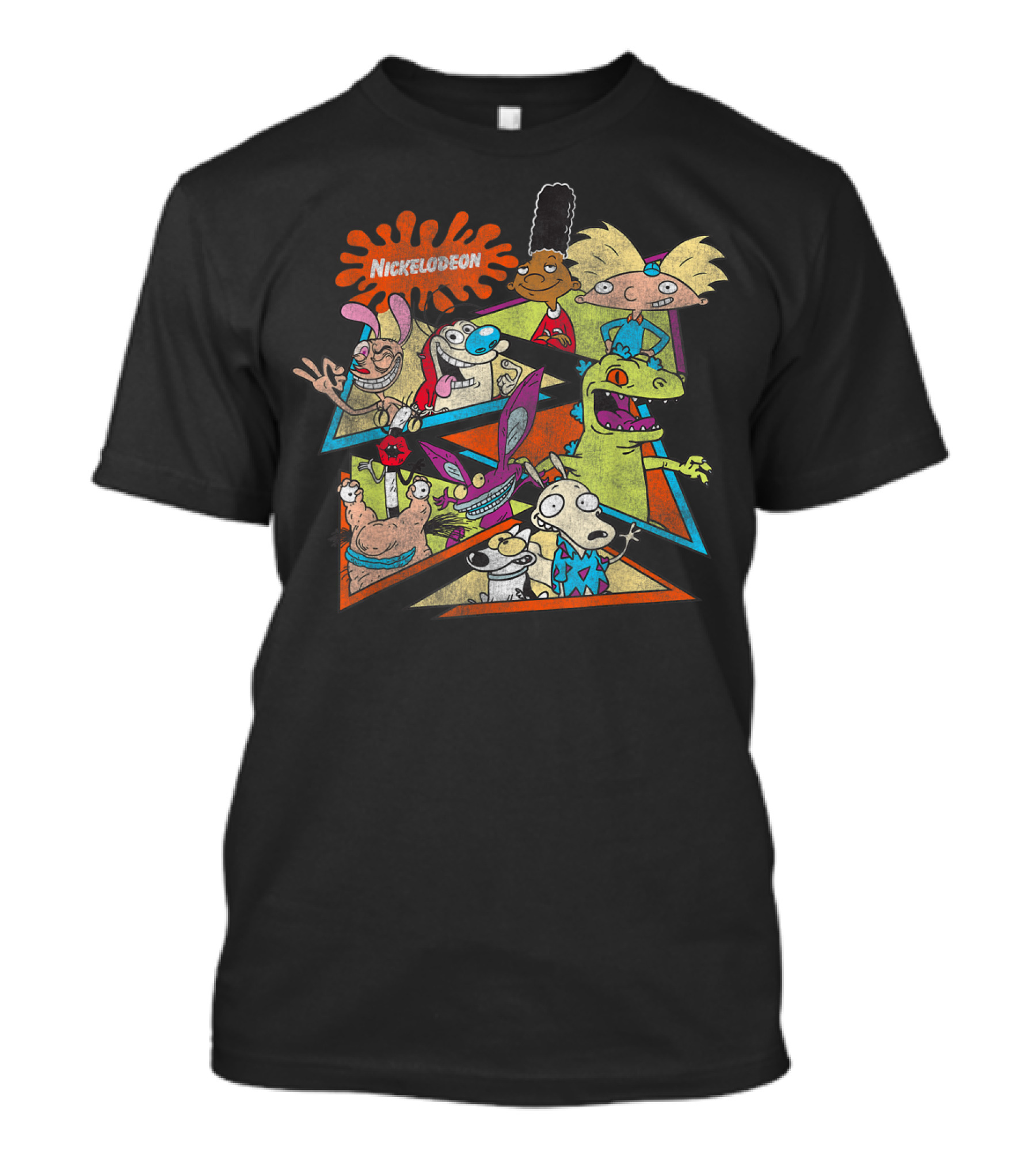 Nickelodeon Classic 90s Characters Hey Arnold Rugrats Ren Stimpy Rocko Gerald T-Shirt
