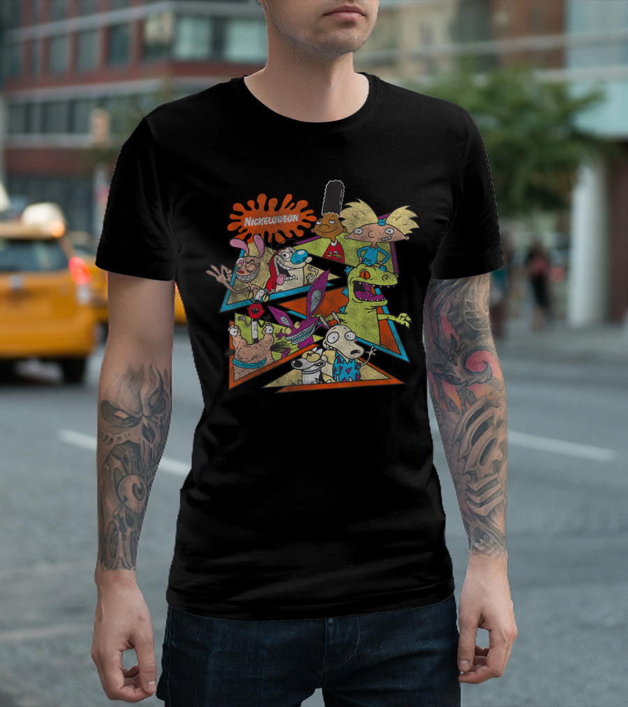 Nickelodeon Classic 90s Characters Hey Arnold Rugrats Ren Stimpy Rocko Gerald T-Shirt