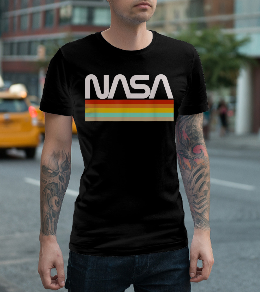 NASA Worm Logo Retro Stripes T-Shirt