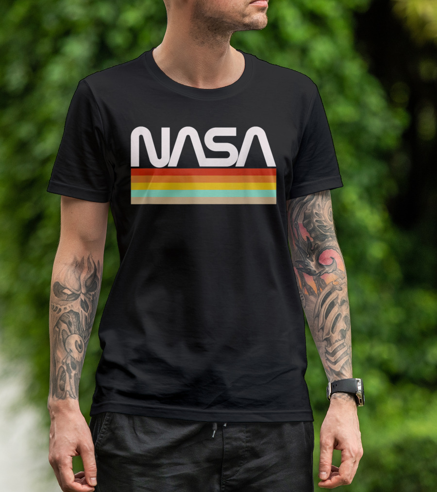 NASA Worm Logo Retro Stripes T-Shirt