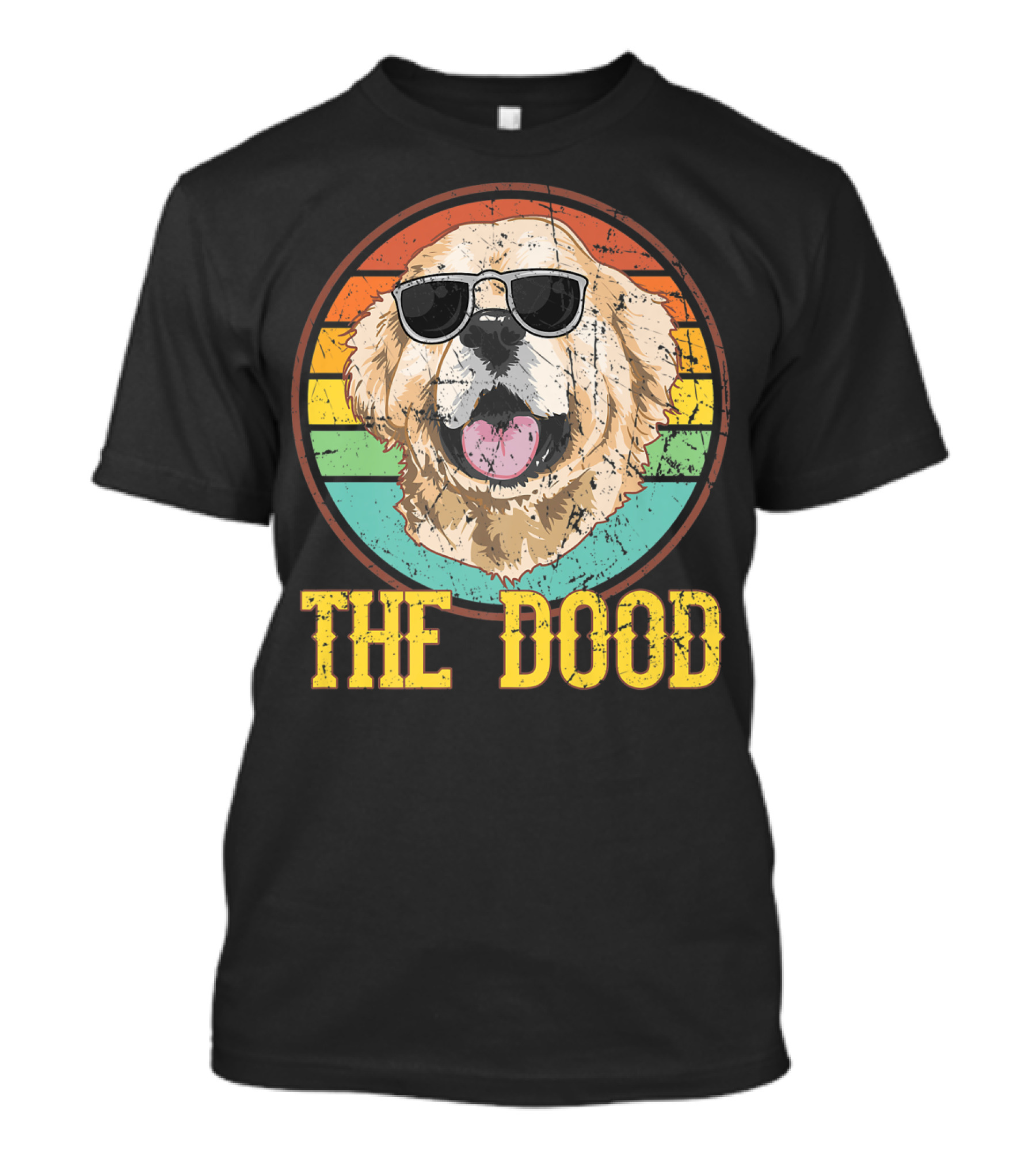 Retro Vintage Goldendoodle The Dood Dog Lovers Sunglasses Stripes T-Shirt