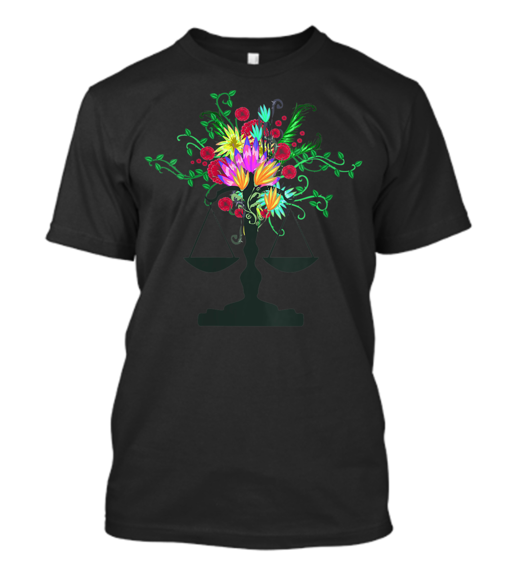 Scales Of Justice Vibrant Floral Arrangement Female T-Shirt