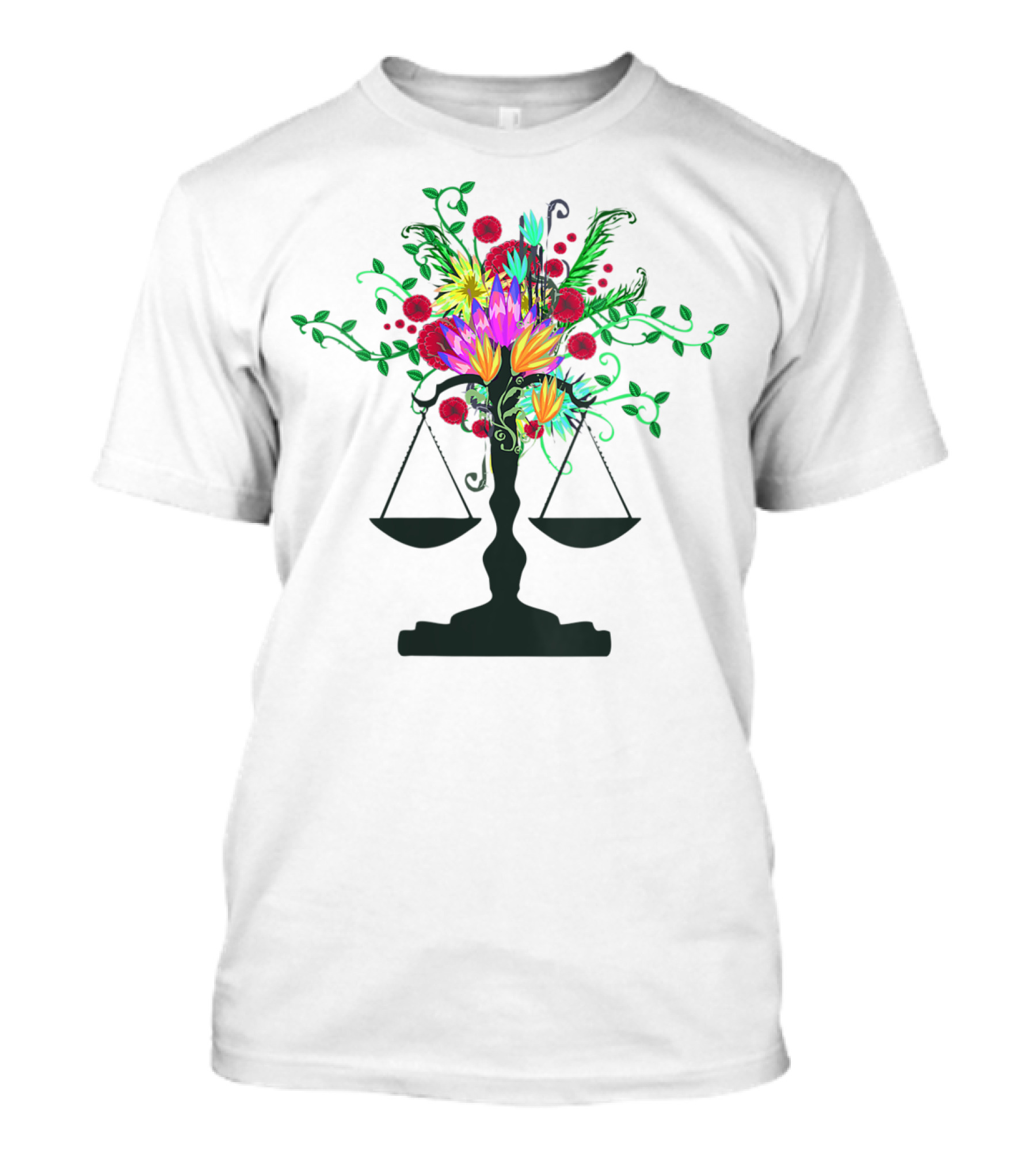 Scales Of Justice Vibrant Floral Arrangement Female T-Shirt