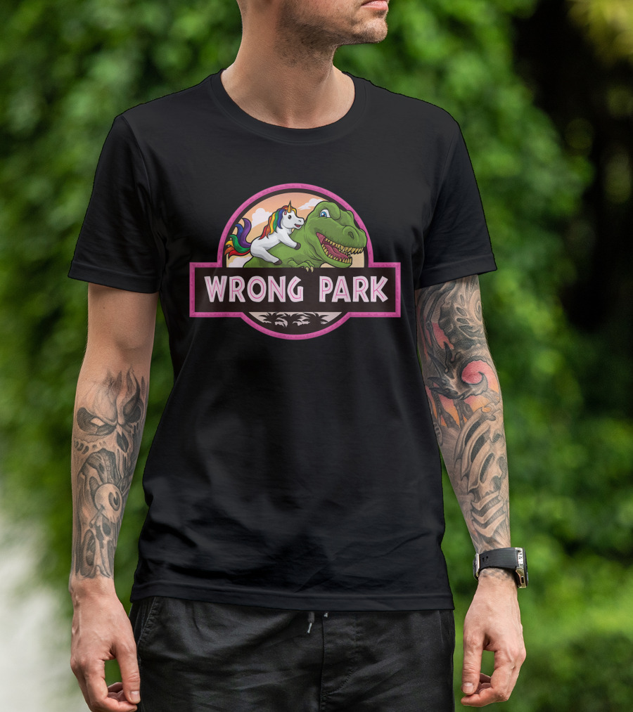 Wrong Park Unicorn Rides T-Rex Mythical Jurassic T-Shirt
