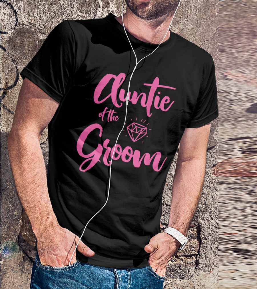 Auntie Of The Groom Pink Diamond Bridal Party T-Shirt