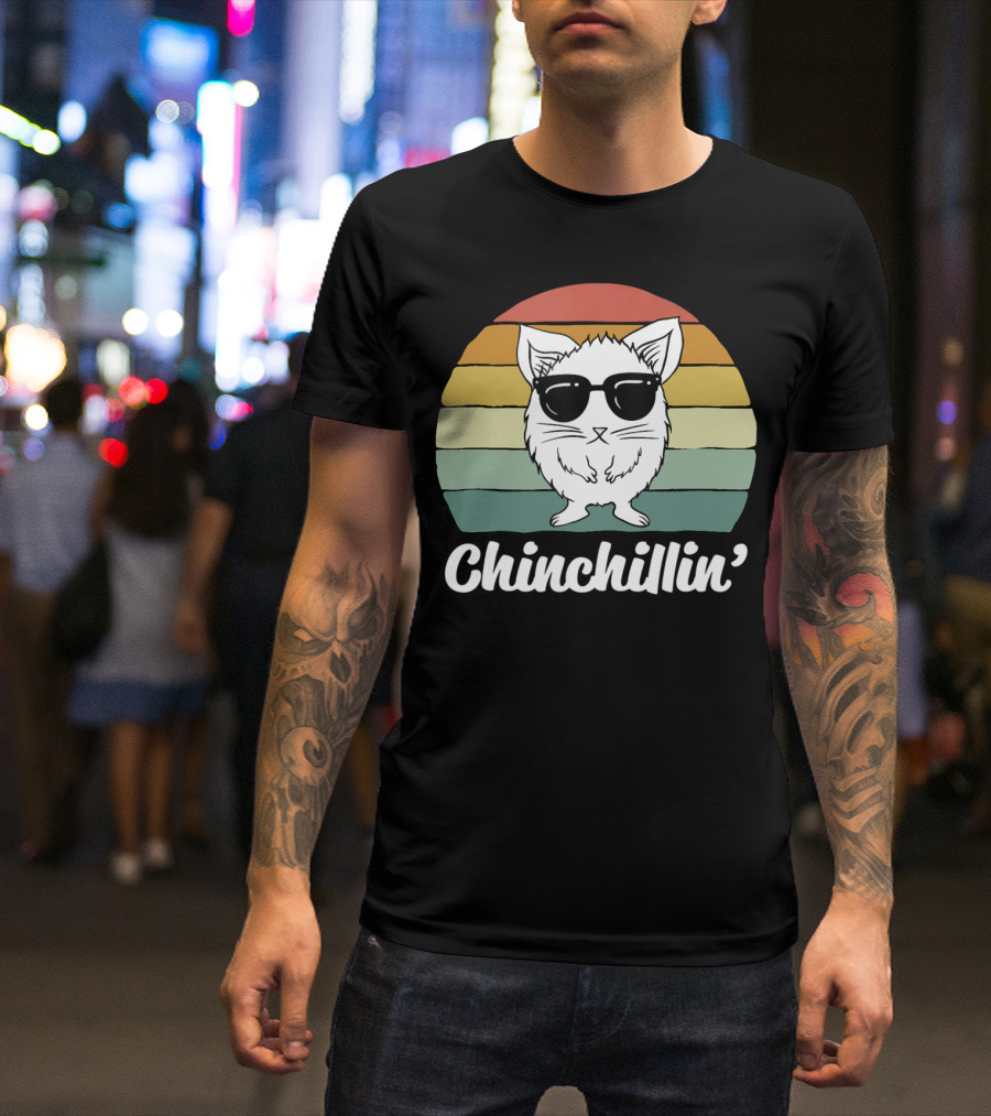 Chinchillin' Funny Chinchilla Owner Lover Retro Sunglasses T-Shirt