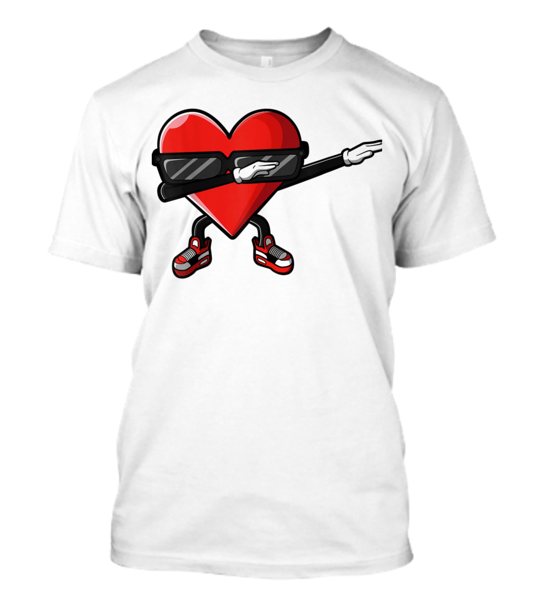 Dabbing Heart Funny Cute Valentines Day With Sneakers And Shades T-Shirt