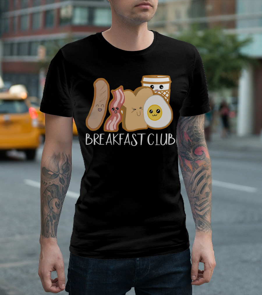 Kawaii Breakfast Club Funny Foodie Adorable Cartoon Food Faces T-Shirt